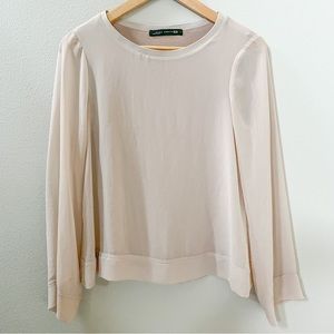 Zara Woman Blush‎ Pink Semi Sheer Lined Blouse Top X-Small XS